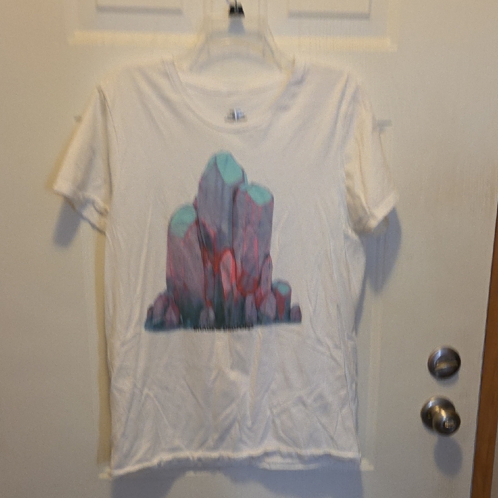 Imagine Dragons White Tee with Mint & Coral Rock Graphic